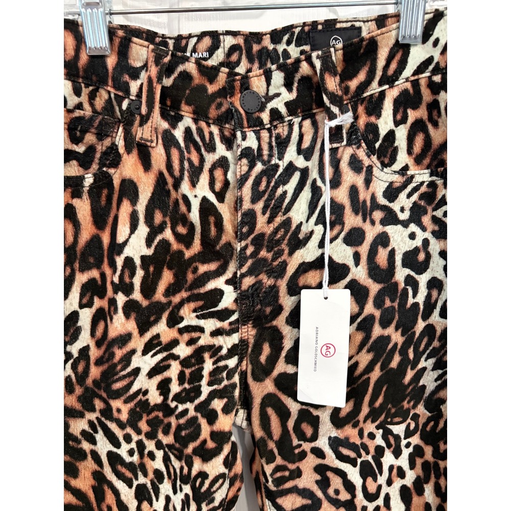 AG Adriano Goldschmied Size 29 The Mari High Rise Straight Leopard Jeans NEW NWT - Picture 5 of 7